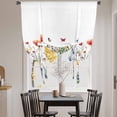 thumbnail image 4 of Spring Floral Tie Up Curtain 63 Inches Long, Red Blue Wildflower Plant Butterfly Balloon Style Kitchen Window Curtain Over Sink, Small Window Rod Pocket Curtain 42"x63", 4 of 9