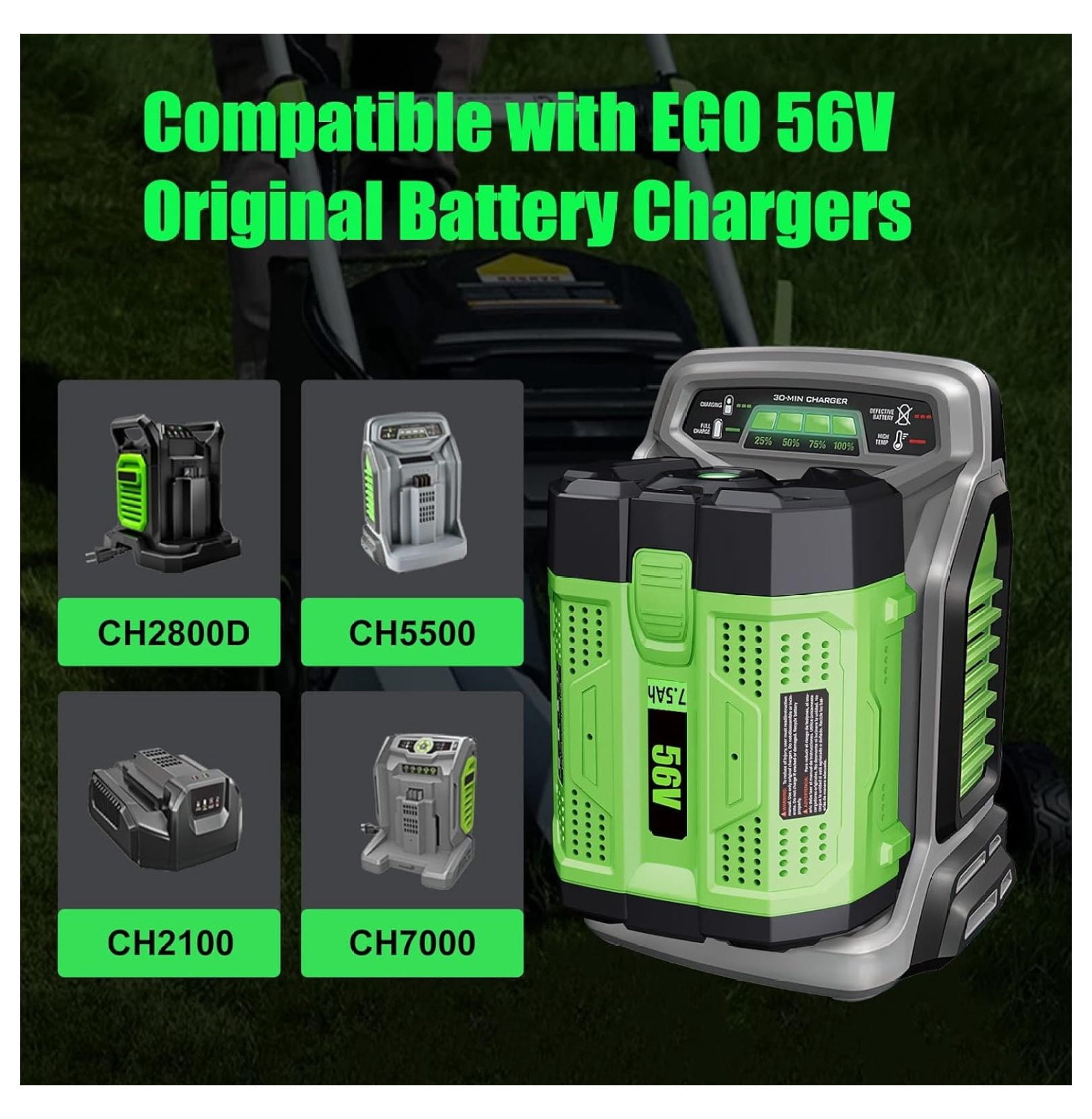 EGO 56V 7.5Ah Replacement Battery - 1 Pack - Lithium Ion Power Tool Battery BA2800 BA4200 Compatible with EGO Cordless Tools CS1604 LB6504 HTA2000
