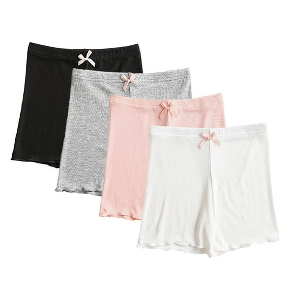 LYMAYTER Kids Toddler Lace Bike Shorts Girls 2PCS Dance Undershorts Safety Shorts Underwear for Play or Underdress Under Dress Skirt School Uniform Underpants 4-10T