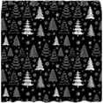 thumbnail image 2 of Christmas Tree Shower Curtain Black White Xmas Tree Retro Christmas Tree Snowflake Merry Christmas Pine Pattern New Year Rustic Winter Holiday Fabric Bath Curtain Set with Hook, 2 of 3