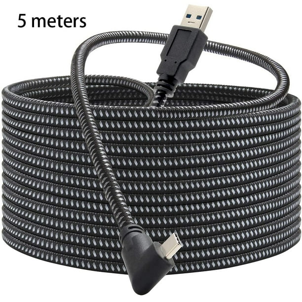 Cable de carga VR Type-c Date Line Reemplazo del cable de carga rápida para Oculus Quest 2, negro blanco, malla trenzada, 5 metros sidaley EL002628-03