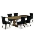 thumbnail image 3 of East West Furniture LADA7-07-T24 7 Piece Dining Table Set Includes a Rectangle Kitchen Table with Butterfly Leaf and 6 Upholstered Chairs, 42x92 Inch, Distressed Jacobean, 3 of 7