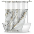 thumbnail image 2 of MIZHONA Gray and Gold Marble No Hooks Shower Curtains with Snap in Liner Modern Black and White Fabric Bathroom Curtain,71"× 86", 2 of 7