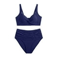 thumbnail image 6 of MIXUE Swim Suits for Women Solid Color Sexy Two Piece High Waist Bikini Sets for Women Swimwears Bathing Suits,Blue,L, 6 of 7