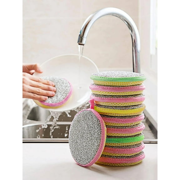 Double-Sided Scouring Pads Dish Pan Washing Sponge Kitchen Cleaning Tool