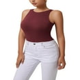 thumbnail image 1 of QJUHUNG Tank Bodysuit for Women Halter Neck Sleeveless Ribbed Bodysuit Basic Tank Tops, 1 of 8