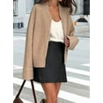 thumbnail image 5 of Female'S Chunky Knit Zip-Up Cardigan Sweater,Fall Open Front Long Sleeve Ribbed Knit Outerwear Coats Khaki S, 5 of 6