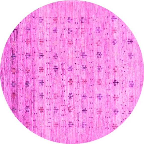 Ahgly Company Machine Washable Indoor Round Abstract Pink Contemporary Area Rugs, 6' Round