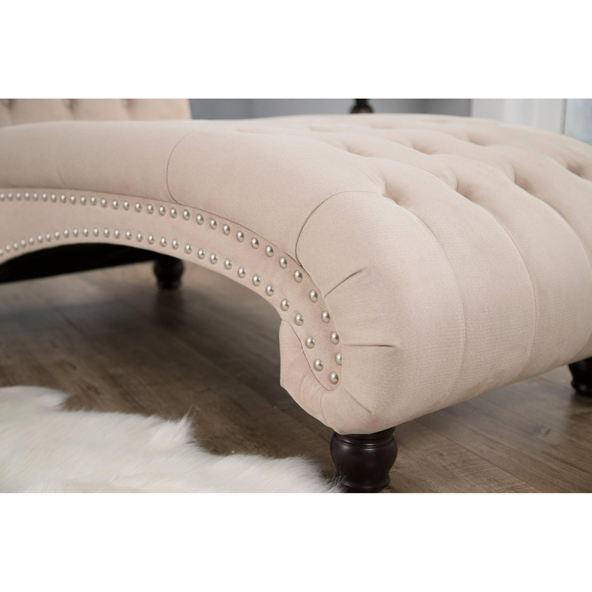 devon  claire cadence tufted oversized chaise lounge ivory