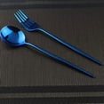 thumbnail image 3 of NAMZI 24-Piece Silverware Set - Stainless Steel Reusable Utensils Forks Spoons Knives Set, Mirror Polished Cutlery Flatware Set, Great for Family Gatherings & Daily Use (6 set, Blue), 3 of 5