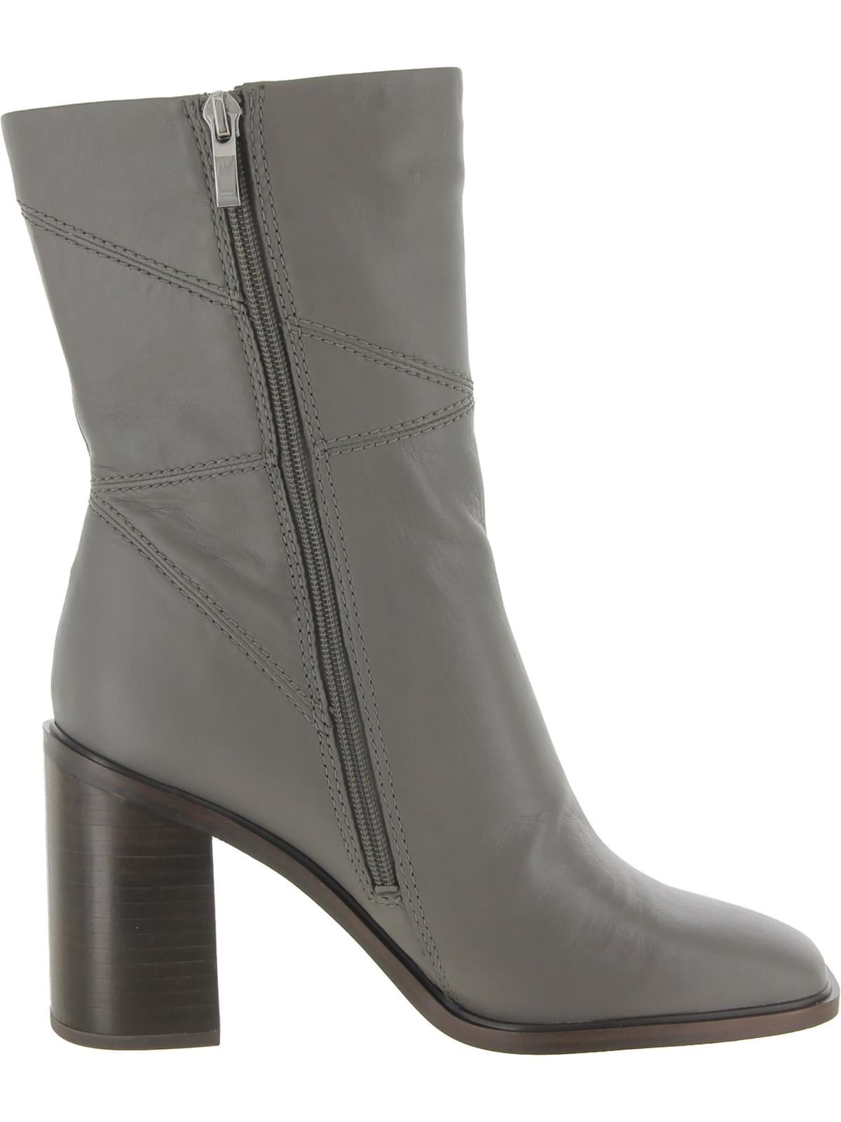FRANCO SARTO Womens Black Stevie Block Heel Zip Up Leather Boots