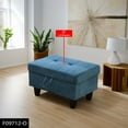 thumbnail image 7 of 28.5 in. W Blue Flannel Polyester Blend Rectangle Ottoman with Storage, 7 of 7