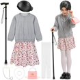 thumbnail image 1 of Disfraz de anciana de Gnodio para niños, 100 días de escuela, gris, 5-7 unidades, 1 of 6