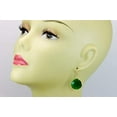thumbnail image 4 of 14k Yellow Gold Green Faceted Onyx Earrings Rounded Wide Large Goldtone Bezel Set Classic Dangles, 1.5" Designed for Adult Women and s, 4 of 4