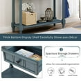 thumbnail image 5 of Console Table,Traditional Design Sofa Table with 2 Storage Drawers and Open Bottom Shelf,Wood Narrow Console Table Buffet Sideboard Table for Living Room Bathroom Hallway,Navy, 5 of 7