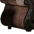 thumbnail image 4 of Loveseat with Scalloped Crown Top Back and Damask Pattern, Dark Brown, 4 of 5