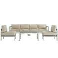 thumbnail image 2 of Modway Shore 5 Piece Outdoor Aluminum Sectional Sofa Set in Silver Beige, 2 of 6