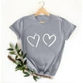 thumbnail image 3 of Posijego Valentine's Day Tops for Women Crew Neck Short Sleeve Heart Graphic T-Shirts Spring Summer Cute Tunic Blouses, 3 of 5