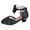 1Black, variant on Girls Dress Shoes Bow Ankle Strap Heeled Sandals Closed Toe Glitter Sequin Heels Princess Pumps for Wedding Party Birthday Gold 2 Big Kid