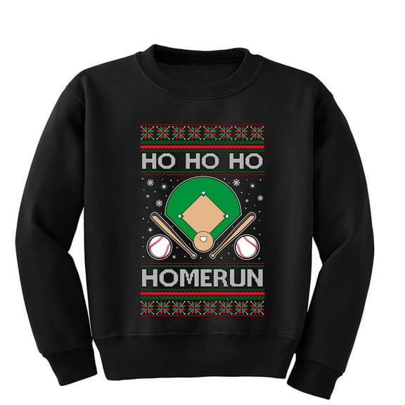 Wild Bobby Ho Ho Ho Homerun, Baseball Fan Christmas Design Christmas Sweater Design | Holiday Unisex Boys Girls Crewneck Graphic Sweatshirt
