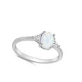 thumbnail image 4 of CHOOSE YOUR COLOR Elegant Clear CZ White Simulated Opal Wedding Ring .925 Sterling Silver Female Size 10, 4 of 4
