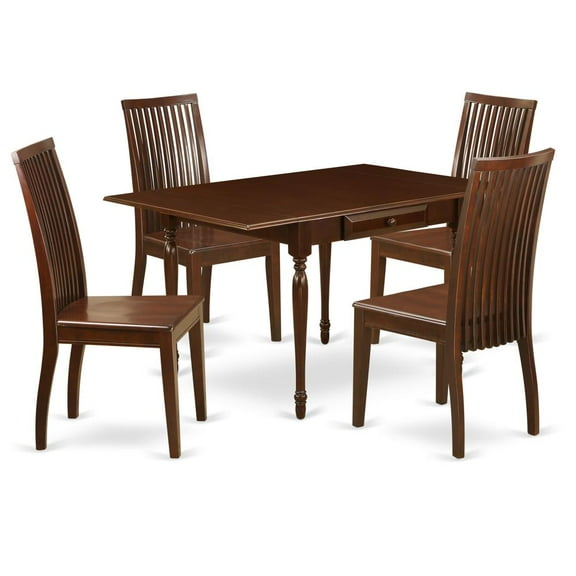 East West Furniture Dining Room Set Mahogany, MZIP5-MAH-W