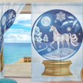 thumbnail image 3 of Coolnut Beautiful Snow Unicorn Globe Sheer Gauze Door Curtain Window Curtain Drapes for Living Room Kids Bedroom Window Treatment Decor W55 x L78 In 2 Panels, 3 of 4