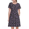 thumbnail image 1 of Disketp Bat Purple para Vestido de Manga Corta para Mujeres, Vestidos de Verano para Mujeres, Casual y Holgado para la Playa, 1 of 6