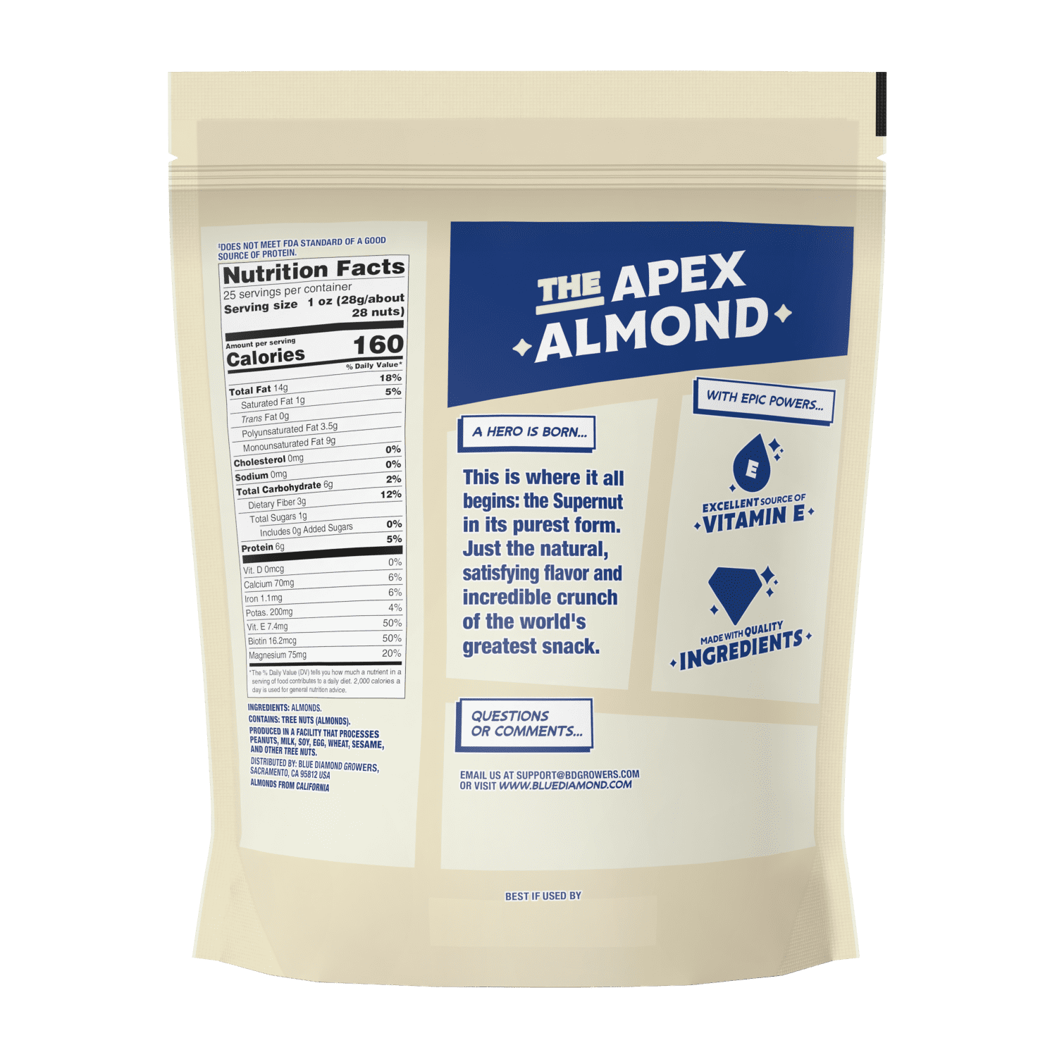 (6 pack) Blue Diamond Almonds, Whole Natural Raw Almonds Perfect for Gluten Free Snacking, 25 oz.