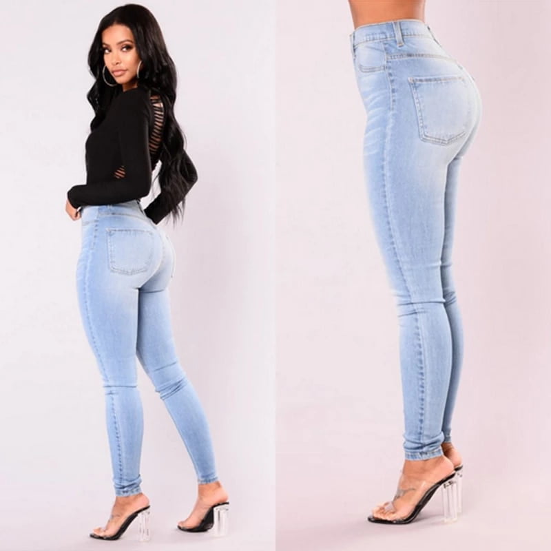Women Lady Denim Skinny Pants 