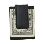 Amity Slim Magnetic Money Clip Wallet Genuine Leather Front Pocket, Black