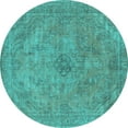 thumbnail image 1 of Ahgly Company Machine Washable Indoor Round Oriental Turquoise Blue Industrial Area Rugs, 6' Round, 1 of 4