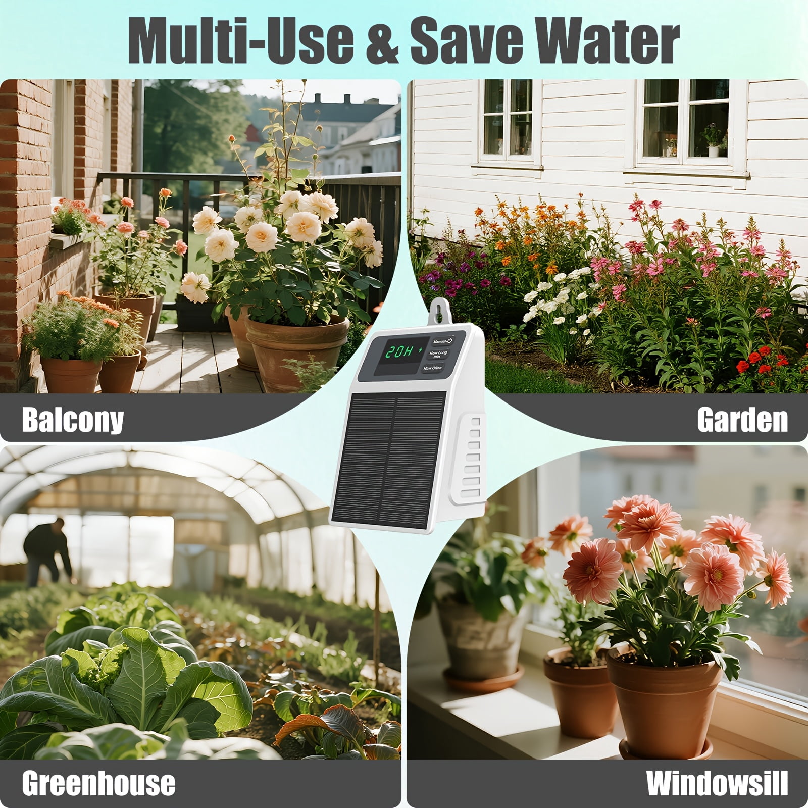 Solar-Powered Automatic Drip Irrigation System, 2200mAh Battery with Type-C Charging, DIY Garden Watering Kit with 10m Tubing, 10 Drippers, for Balcony, Yard, Indoor & Outdoor Plants