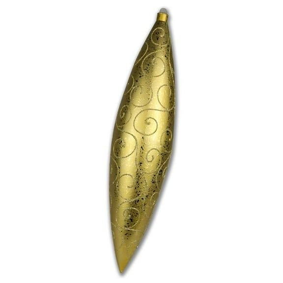 Queens of Christmas ORN-FIN-A-19-GO 19 in. Glitter Swirl Finial Ornament, Gold