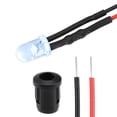 thumbnail image 1 of Unique Bargains 5Set DC 12V 5mm Pre Wired LED with Holder, White Light Round Top Clear Lens, 8mm  Panel Mount, 1 of 5