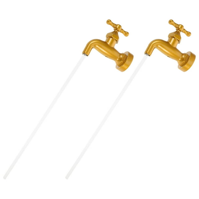 TEHAUX 2Pcs Indoor Table Fountain Accessories Golden Flowing Faucet Decoration for Home Desk Relaxation
