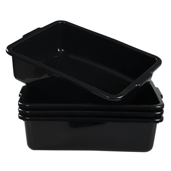 Aninhao 22 Liter Black Plastic Commercial Bus Box, 4 Pack Large Bus Tub
