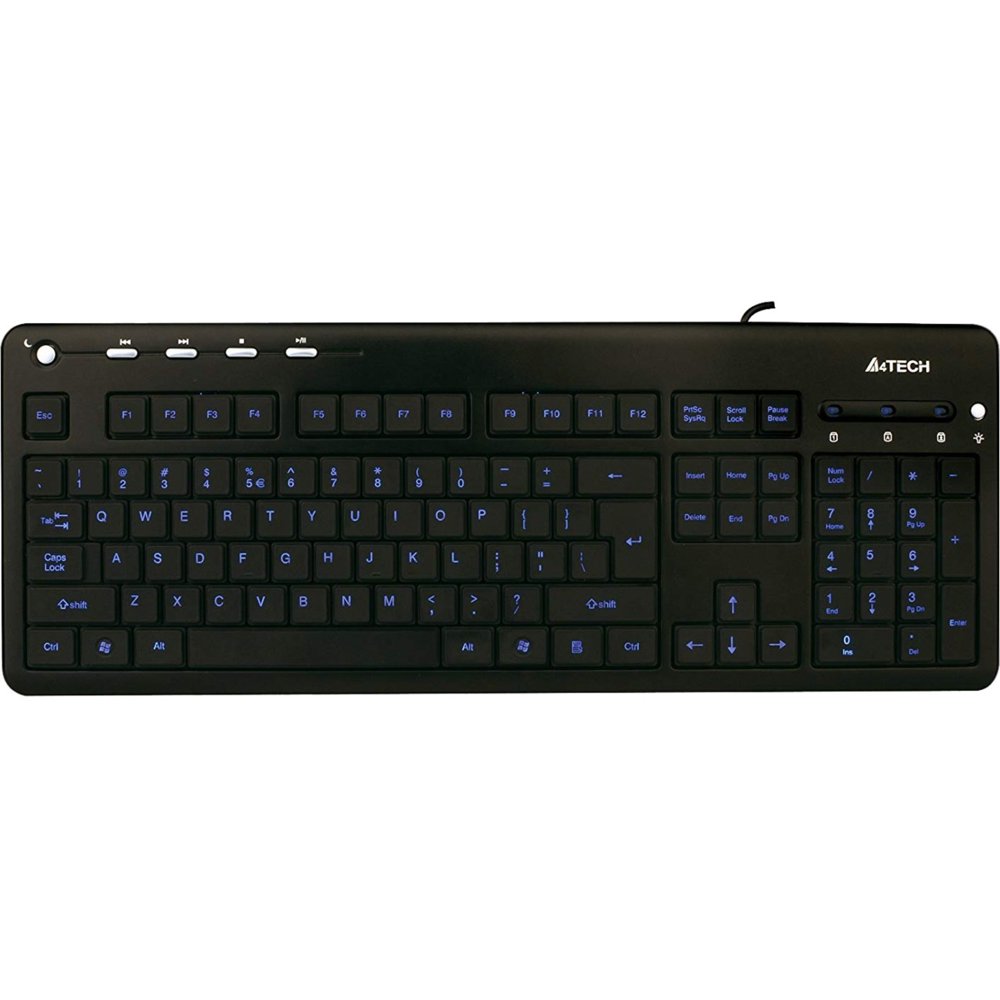 A4TECH BLUE LED BACKLIT MULTIMEDIA KEYBOARD