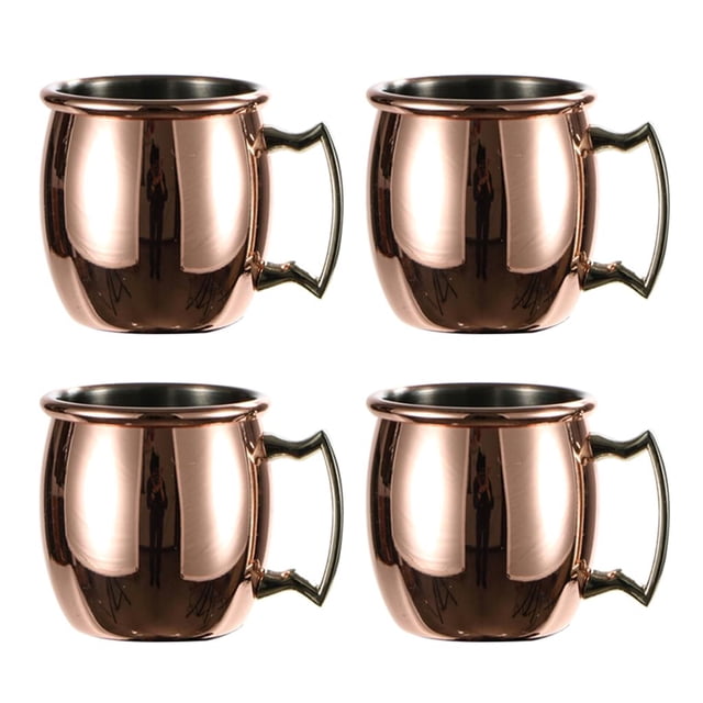 Mini vaso tipo mula de Moscú de una sola capa de acero inoxidable, 4 Uds., vaso de cóctel ligero con martillo que mantiene los cócteles fríos por más tiempo, 60ml