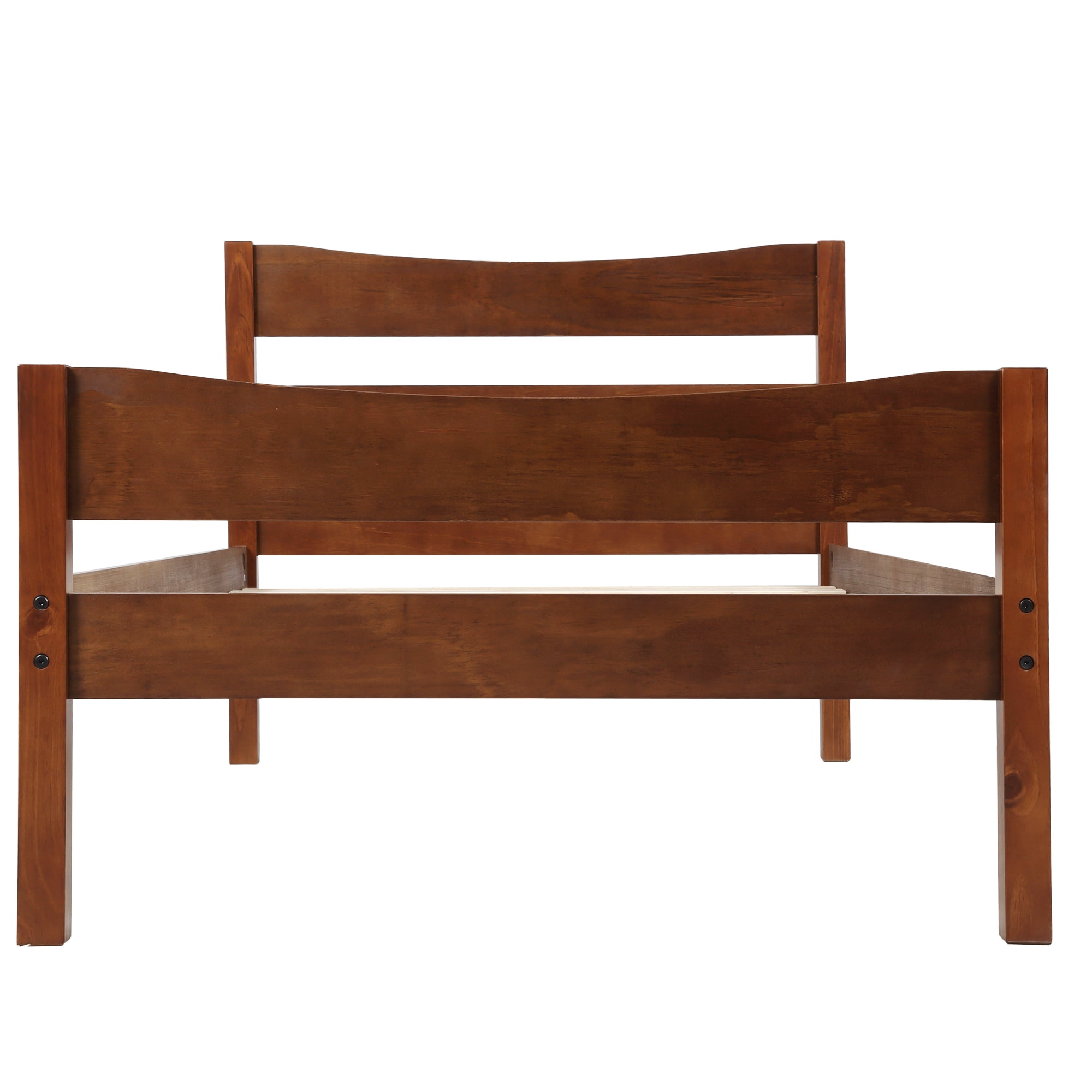 Alvantor Twin Size Bed Frame with Drawer, Wood Twin Platform Bed with Headboard for Kid Walnut