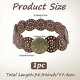 thumbnail image 2 of 38.35 x 3.54 Inch Western Hollow Disc Belt Wide Vintage PU Leather Wasitband with Metal Buckle Boho Cowgirl Chunky Waist Belts, 2 of 9