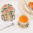 thumbnail image 3 of Yayeee 6 PCS Drink Coasters with Holder Set Woven Absorbent Round Tabletop Hot Pad, Watercolor Grapefruit, 3 of 7