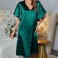 thumbnail image 3 of Ropa de dormir ligera para mujer vestidos de pijama de satén simples camisón con encanto elegante, 3 of 7