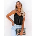 thumbnail image 2 of Ekouaer Women's Spaghetti Straps Tank Tops V Neck Satin Camisole Sleeveless Cami Soft Shirt Tops Blouse, 2 of 4