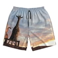 thumbnail image 3 of Uemuo Elephant Giraffe Pattern Men's Swim Trunks Hawaiian Beach Bathing Suit Swimsuits Beach Quick-Dry Shorts with Pockets-Small, 3 of 9
