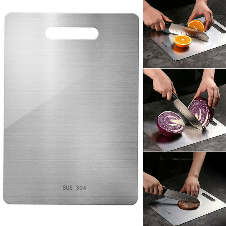 HXAZGSJA 304 Stainless Steel Chopping Board with Scale Anti-rust  Antibacterial Durable Cutting Boards(39cmx28cmx0.2cm) 