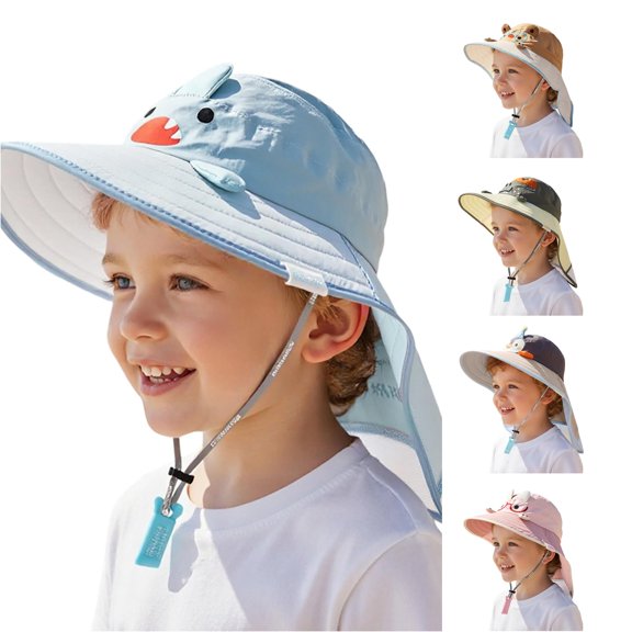 Oiyii Toddler Boys Water‑Repellent Bucket Hats Crocodile Appliqué Hiking Sun Hats, Blue