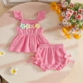 thumbnail image 2 of NOLDARES Infant Baby Girl Two Piece Summer Clothes Sets Sleeveless Floral Halter Top and Soft Cotton Shorts Set(Pink,18-24 M), 2 of 8