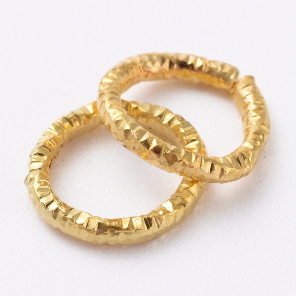 Iron Textured Jump Rings Open Jump Rings for Jewelry Making Golden 7.5~8.5x1mm 18 Gauge Inner Diameter: 5.5mm 2000pcs/bag