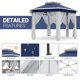 thumbnail image 5 of Gazebos Plegables para Jardín Carpas de Exterior - Gazebo Hexagonal 13x13 Pies (4x4m) con Mosquitera - Doble Techo Ventilado y Altura Ajustable - Estructura de Acero - Color Azul/Beige, 5 of 7